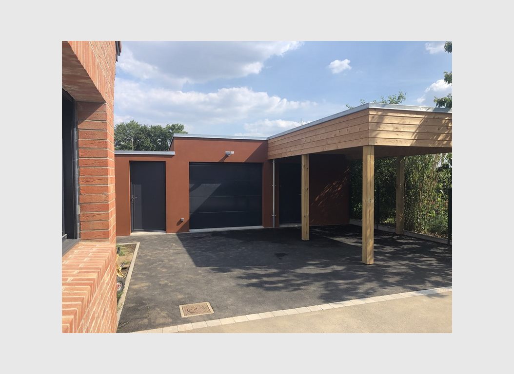 GARAGE ET CAR-PORT, OSSATURE BOIS ET BARDAGE BOIS À SANTES (NORD)-02